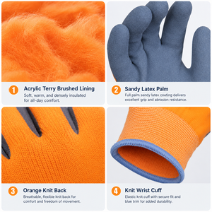 MaxiTough 15 Gauge Terry Gebürstete Thermisch Isolierte Arbeitshandschuhe Winter Warme Wasserdichte Robuste Sandige <span class=keywords><strong>Latex</strong></span>-Grip Sicherheitshandschuhe - Product Image 3