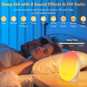 Luz Despertador Inteligente TUYA con Simulación de <span class=keywords><strong>Amanecer</strong></span>/Atardecer, Pantalla Completa, LED RGB, Ruido Blanco, Luz Nocturna de Cabecera, Radio FM, Control por Aplicación - Product Image 6