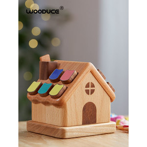 Caja de Madera Wooduce para Guardar Dientes de Leche y Cabello de Bebé con Techo Colorido - Product Image 1