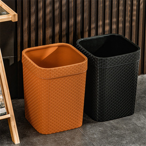 GREENSIDE <span class=keywords><strong>Poubelle</strong></span> en plastique durable style <span class=keywords><strong>rotin</strong></span> avec rebord, corbeille à papier pour salon, chambre et bureau, vente en gros disponible - Product Image 3