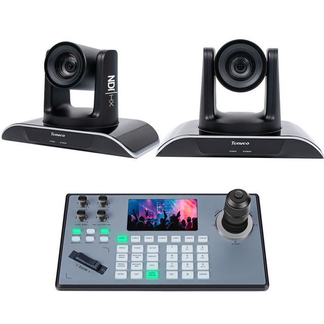 2PCS Professional PTZ Camera & Controller 4K 20X Zoom AI Tracking Camera and 4D Joystick Controller for Live Streaming