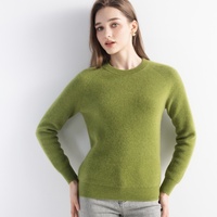 Sweater Rajut Kasmir Murni Buatan Cina, Kerah Bulat, Wanita, Termal, Bernapas, Hangat, Lembut, Pullover Rajutan