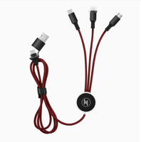 Kabel Pengisi Daya Nylon Kepang 5-in-1 1.2M dengan Logo LED 2 hingga 3 Warna, Hadiah Promosi, Kabel Data Multifungsi dengan Kotak Hadiah, Logo Custom