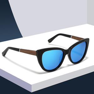Lunettes de soleil Conchen style œil de chat, monture en bois, polarisées UV400, unisexe, mode, protection solaire, voyage, conduite - Product Image 4