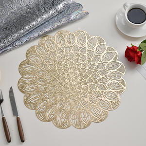 Sous-plat/chargeur/rond de <span class=keywords><strong>table</strong></span> décoratif pour mariage, rond, en <span class=keywords><strong>vinyle</strong></span> pressé doré écologique, effet métallique, creux, pour utilisation sur <span class=keywords><strong>table</strong></span> - Product Image 2