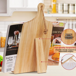 Support de livre de cuisine en bois de pin avec <span class=keywords><strong>porte</strong></span>-pages en métal, autocollant de tableau noir amovible, support de tablette pour comptoir de cuisine - Product Image 5