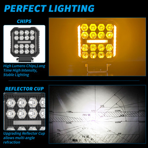 LELANPU Barra de Luz <span class=keywords><strong>LED</strong></span> Ámbar para Camión, 3030 16SMD 18W 4 Pulgadas, Foco Auxiliar Externo para Conducción Todoterreno, Luz de Trabajo <span class=keywords><strong>LED</strong></span> para <span class=keywords><strong>Scania</strong></span> - Product Image 5