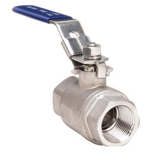 Válvula de bola manual de acero inoxidable 304 C-Way, accionada por palanca, presión de prueba 300 psig, extremos hembros roscados, tamaño 1 1/2 pulgadas - Product Image 1