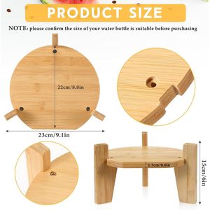 <b>Bamboo</b> Beverage Dispenser Stand Round Base For Glass <b>Container</b> Drink Serving Support Food Safety - Product Image 2