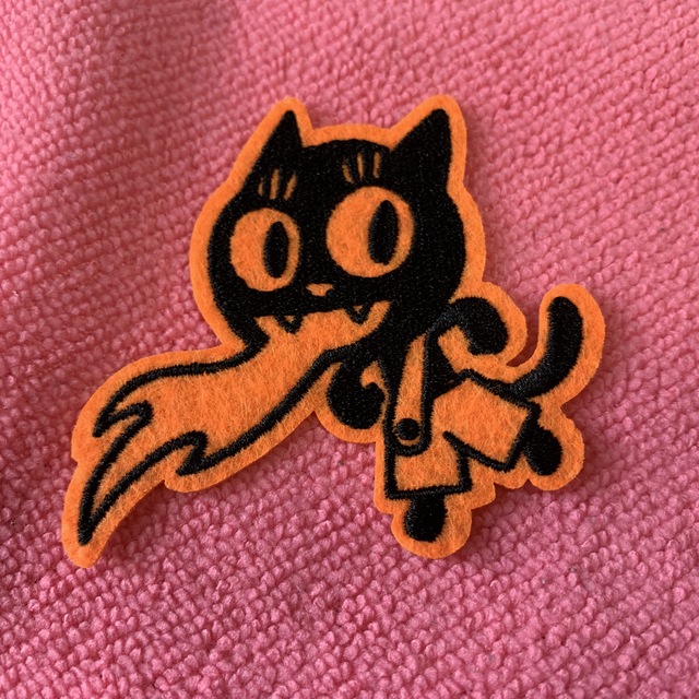 Laser Cut Ghost Logo Iron on Embroidery Patch,Cute Design Heat Press Embroidery Felt Label for Kids Clothing