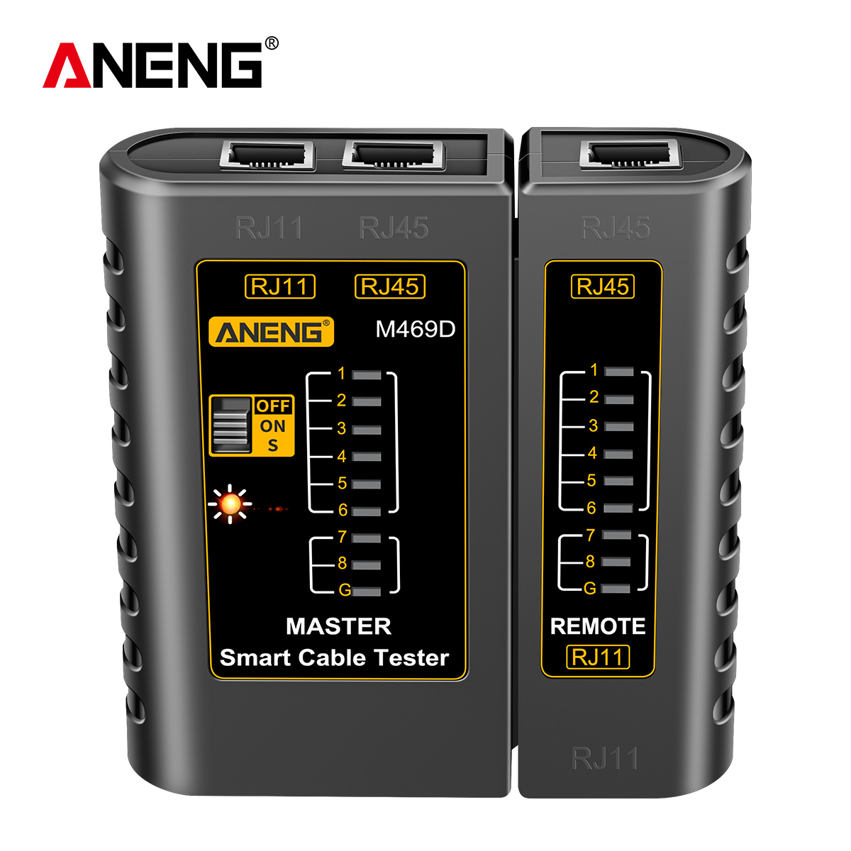 ANENG-M469D Тестер сетевого кабеля, тестер кабеля LAN, RJ45, RJ11, RJ12, CAT5, UTP, инструмент для восстановления сети