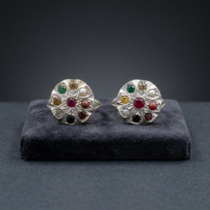 Crystal Export 925 Silver Vintage Flower Cluster Ring Agate Multicolor Pave Setting Unisex Everyday Wear - Product Image 3