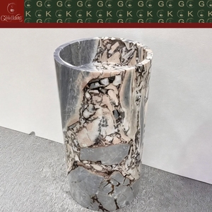 Lavabo de Columna de Mármol Gris Blanco Veteado GOLDKING Ocean Storm para Baño Principal, Cuarto de Invitados, Proyecto de Construcción Nueva, OEM Personalizado - Product Image 2