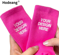 Chaussettes pour femmes personnalisées brodées sur mesure, texte personnalisé, logo, couleur unie, chaussettes mi-mollet côtelées