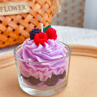 Bougie artisanale en cire de soja en forme de dessert, crème fouettée, parfumée aux fruits, dans un verre, pour la décoration intérieure, cadeau, vente en gros