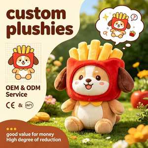 Peluche Shiba personnalisée en forme de <span class=keywords><strong>frites</strong></span>, douce et rembourrée, pour la décoration des restaurants de restauration rapide et la vente en gros - Product Image 1