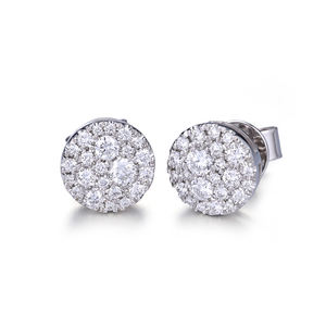 Boucles d'oreilles tendance en or blanc massif 18 carats avec diamants naturels, bijoux pour femmes, idéales pour les fêtes, les mariages, le quotidien, ou comme cadeau. - Product Image 1