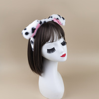 Serre-tête en peluche chien tacheté de dessin animé pour Pâques, accessoire de cheveux en tissu pour l'hiver