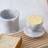 Pot à beurre en marbre fait main, écologique, étanche et durable, avec couvercle en marbre, design français pour comptoir de cuisine