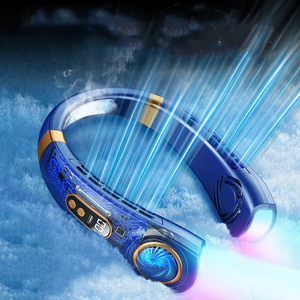 Ventilador de Cuello Portátil USB, Silencioso, con Pantalla LED Digital, Mini Ventilador Eléctrico sin Aspas, Luces de Ambiente Coloridas - Product Image 1