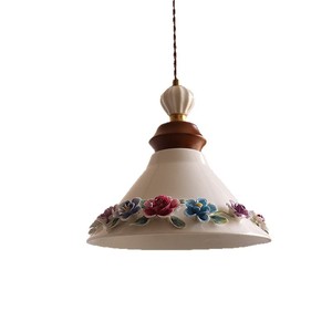 Japanese Retro Ceramic Pendant <b>Light</b> With Floral Design For Bedroom Dining Room Entryway E26 Led Single Head - Product Image 5