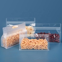 Sachet Doypack Refermable Transparent Givré en Plastique, Avec Fermeture Éclair et Poignée, Disponible