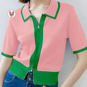 Alpha personnalisé |   Kapa |   Cardigan en acrylique respirant pour femmes Alpha, vert rose, manches réelles, vêtements grecs, pull en acrylique pour sororité - Product Image 1