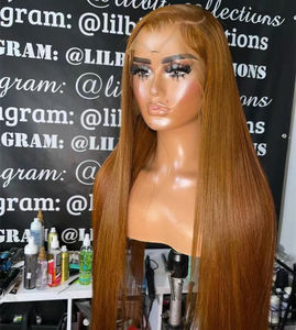 Nuovo <span class=keywords><strong>colore</strong></span> marrone castagna lungo diritto serico 100 donatore grezzo cuticola allineato capelli umani parrucche anteriori in pizzo HD trasparente - Product Image 3