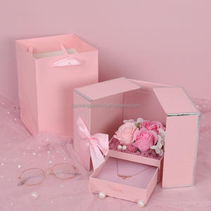 2022 vendita calda doppio lato aperto <span class=keywords><strong>2</strong></span> strati tipo di cassetto riservato fiore gioielli confezione regalo per collana e anelli - Product Image 4