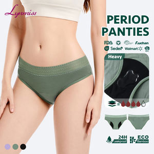 LYNMISS Frauen Bambus Stoff OEKO-TEX 4 Schichten Spitze Zeitraum Höschen Mittlere Taille Menstruation periode Höschen - Product Image 1