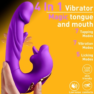<strong>4</strong> in 1 Tongue Licking Tapping Vibrators Dildo Rose Sex Toy Clitoral Swing Mode Sucking Clit Stimulator G Spot Pleasure Tools - Product Image 1