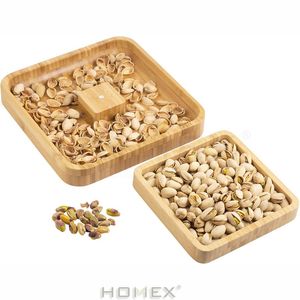 Tazón para aperitivos <span class=keywords><strong>de</strong></span> pistacho <span class=keywords><strong>de</strong></span> forma cuadrada <span class=keywords><strong>de</strong></span> bambú sólido, soporte para plato doble, cuenco con pedestal y tuercas <span class=keywords><strong>de</strong></span> semillas <span class=keywords><strong>de</strong></span> girasol con almacenamiento <span class=keywords><strong>de</strong></span> concha - Product Image 2