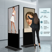 Señalización digital interactiva para interiores, pantalla LCD para publicidad, pantalla táctil, soporte de suelo con pantalla móvil, elevador, uso de función SDK