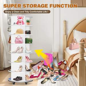 <span class=keywords><strong>Zapatero</strong></span> Giratorio de 7 Niveles con 4 Ruedas Universales, Diseño Giratorio de 360°, Multifuncional, Independiente, para Almacenamiento y Exhibición - Product Image 6