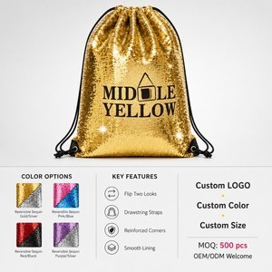 Sac à cordon personnalisé réversible à paillettes, 4 couleurs, sac à dos scintillant pour filles, cadeau de fête pour enfants, vente en gros - Product Image 3