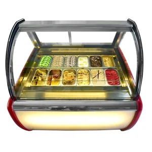 Yourtime 1/4 16 panci es krim tampilan makanan kelas es loli kabinet Freezer untuk dijual kue komersial makanan ringan Showcase