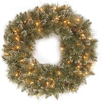 Couronne de baies rouges artificielle pré-éclairée avec lumières, à suspendre pour la décoration de Noël et de Thanksgiving