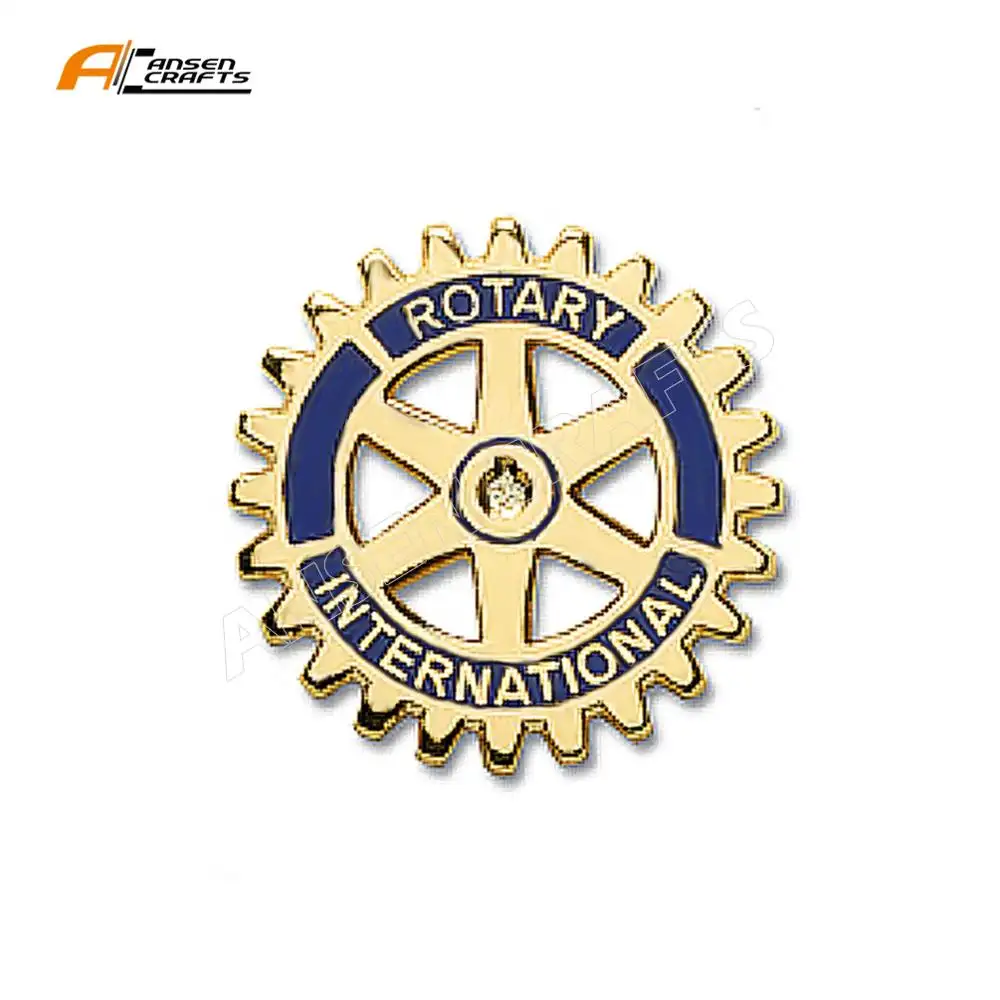 Yumuşak emaye özel yuvarlak şekil döner kulübü döner Rad 20mm / 25mm / 35mm uluslararası Legacy Logo manyetik rozet pin