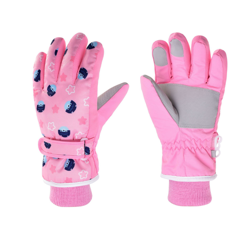Детские теплые хлопковые Мультяшные зимние лыжные перчатки с раздельными пальцами