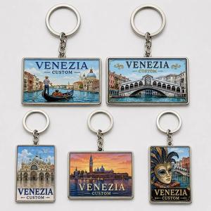 Porte-clés personnalisés en gros de haute qualité, design ville italienne, souvenirs touristiques, avec emblèmes de Venise - Product Image 1