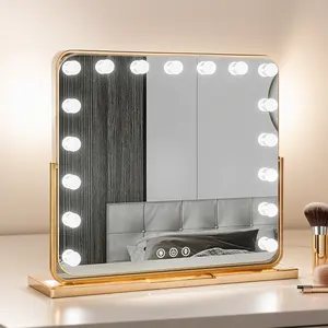 Miroir de table moderne et luxueux à face unique Miroir de maquillage led de beauté hollywoodien Miroir de maquillage style hollywoodien avec lumière LED