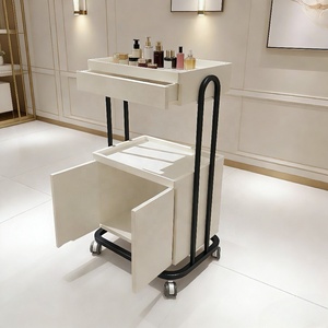 European Style Metal Frame Salon <b>Trolley</b> Beauty Barber Cart Storage Organizer Shelf SPA Rolling Cart <b>4</b>-<b>Wheel</b> Modern Living Room - Product Image 2