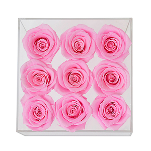 Ammy-jarrón transparente cuadrado acrílico de alta calidad, 9 rosas, regalo de flores de lujo eterno, caja de plexiglás - Product Image 4