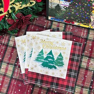 16 serviettes décoratives <span class=keywords><strong>de</strong></span> Noël à carreaux rouges et noirs avec motifs dorés, serviettes <span class=keywords><strong>en</strong></span> <span class=keywords><strong>papier</strong></span> à thème <span class=keywords><strong>de</strong></span> Noël pour restaurants - Product Image 3