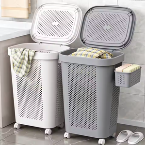 Panier à <span class=keywords><strong>linge</strong></span> sale en plastique grande capacité avec couvercle pour la maison, la salle <span class=keywords><strong>de</strong></span> <span class=keywords><strong>bain</strong></span> et la buanderie – Élégant panier à <span class=keywords><strong>linge</strong></span> sale pour le <span class=keywords><strong>bain</strong></span> - Product Image 1