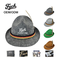 Chapeau en feutre bavarois pour l'Oktoberfest, personnalisable avec logo et plumes, style chapeau haut de forme alpin allemand pour fêtes et festivals
