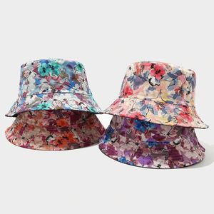 Reversible Lady Bucket <b>Hat</b> Flower Graffiti Printing Custom Design Outdoor Bucket <b>Hat</b> - Product Image 5