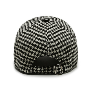 Houndstooth Baseball Cap For Women Flannel Duckbill Hat Warm Autumn Winter Outdoor Fashionable British Style - Product Image 3