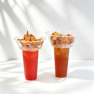 Vasos Desechables Ecológicos de PP Transparente de Doble Capa de 90 mm con Tapas y Compartimento para Snacks, Ideales para Fiestas de Cine - Product Image 1