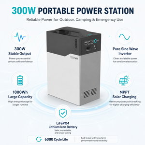 แบตเตอรี่สำรองพกพาสำหรับใช้งานกลางแจ้ง 220V 300W กระแสไฟสูง พร้อมระบบ MPPT คลื่นไซน์บริสุทธิ์ สำหรับการเดินทางด้วยรถยนต์ แคมป์ปิ้ง 300W-1000WH 300W- - Product Image 3